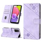 For Samsung Galaxy A03s 164.3mm India Skin-feel Embossed Leather Phone Case(Light Purple) - 1