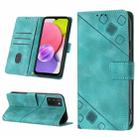 For Samsung Galaxy A03s 164.3mm India Skin-feel Embossed Leather Phone Case(Green) - 1