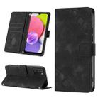 For Samsung Galaxy A03s 164.3mm India Skin-feel Embossed Leather Phone Case(Black) - 1