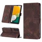 For Samsung Galaxy A13 5G /A04 4G/A04e Skin-feel Embossed Leather Phone Case(Brown) - 1