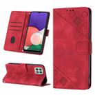 For Samsung Galaxy A22 5G Skin-feel Embossed Leather Phone Case(Red) - 1