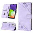For Samsung Galaxy A22 4G / M32 4G Skin-feel Embossed Leather Phone Case(Light Purple) - 1