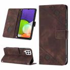 For Samsung Galaxy A22 4G / M32 4G Skin-feel Embossed Leather Phone Case(Brown) - 1
