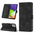 For Samsung Galaxy A22 4G / M32 4G Skin-feel Embossed Leather Phone Case(Black) - 1