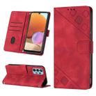 For Samsung Galaxy A32 4G Skin-feel Embossed Leather Phone Case(Red) - 1