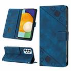 For Samsung Galaxy A52 5G / 4G Skin-feel Embossed Leather Phone Case(Blue) - 1