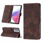For Samsung Galaxy A73 5G Skin-feel Embossed Leather Phone Case(Brown) - 1