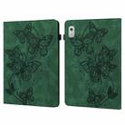 For Lenovo Tab M8 4th Gen Embossed Butterfly Pattern Leather Tablet Case(Green) - 1