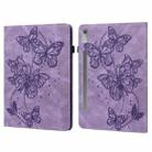 For Lenovo Pad Pro 2022 11.2 inch / Tab P11 Pro Gen 2 Embossed Butterfly Pattern Leather Tablet Case(Purple) - 1