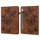 For Lenovo Pad Pro 2022 11.2 inch / Tab P11 Pro Gen 2 Embossed Butterfly Pattern Leather Tablet Case(Brown) - 1