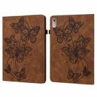 For Lenovo Pad Plus 2023 11.5 inch / Tab P11 Gen 2 Embossed Butterfly Pattern Leather Tablet Case(Brown) - 1