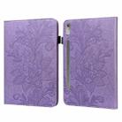 For Lenovo Pad Pro 2022 11.2 inch / Tab P11 Pro Gen 2 Lace Flower Embossing Pattern Leather Tablet Case(Purple) - 1