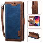 For Galaxy A50 Retro Splicing Horizontal Flip Leather Case with Card Slots & Holder & Wallet(Blue) - 1