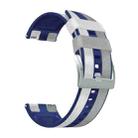 22mm Universal Three-color Silicone Leather Watch Band(Grey Blue White) - 1