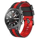22mm Universal Ocean Style Silicone Two Color Watch Band(Black Red) - 1