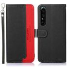 For Sony Xperia 1 V KHAZNEH Litchi Texture Leather RFID Phone Case(Black) - 1