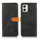 For Motorola Moto G73 5G KHAZNEH Dual-color Cowhide Texture Flip Leather Phone Case(Black) - 1