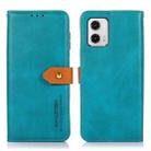 For Motorola Moto G73 5G KHAZNEH Dual-color Cowhide Texture Flip Leather Phone Case(Blue) - 1