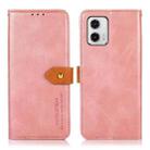 For Motorola Moto G73 5G KHAZNEH Dual-color Cowhide Texture Flip Leather Phone Case(Rose Gold) - 1