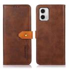 For Motorola Moto G73 5G KHAZNEH Dual-color Cowhide Texture Flip Leather Phone Case(Brown) - 1