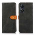 For OPPO Reno8 T 4G KHAZNEH Dual-color Cowhide Texture Flip Leather Phone Case(Black) - 1