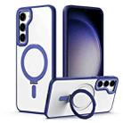 For Samsung Galaxy S23 5G Skin Feel MagSafe Shockproof Phone Case with Holder(Navy Blue) - 1
