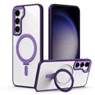 For Samsung Galaxy S23 5G Skin Feel MagSafe Shockproof Phone Case with Holder(Purple) - 1
