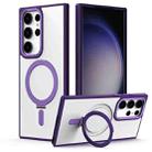 For Samsung Galaxy S23 Ultra 5G Skin Feel MagSafe Shockproof Phone Case with Holder(Purple) - 1