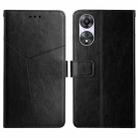 For OPPO Reno8 T 5G/A1 Pro 5G HT01 Y-shaped Pattern Flip Leather Phone Case(Black) - 1