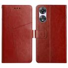 For OPPO Reno8 T 5G/A1 Pro 5G HT01 Y-shaped Pattern Flip Leather Phone Case(Brown) - 1