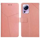 For Xiaomi 13 Lite HT01 Y-shaped Pattern Flip Leather Phone Case(Pink) - 1