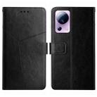 For Xiaomi 13 Lite HT01 Y-shaped Pattern Flip Leather Phone Case(Black) - 1