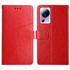 For Xiaomi 13 Lite HT01 Y-shaped Pattern Flip Leather Phone Case(Red) - 1