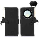 For Honor X9a 4G Genuine Leather Magnetic RFID Leather Phone Case(Black) - 1