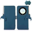 For Honor X9a 4G Genuine Leather Magnetic RFID Leather Phone Case(Blue) - 1