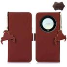 For Honor X9a 4G Genuine Leather Magnetic RFID Leather Phone Case(Coffee) - 1