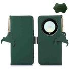 For Honor X9a 4G Genuine Leather Magnetic RFID Leather Phone Case(Green) - 1