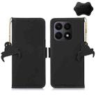 For Honor X8a 4G Genuine Leather Magnetic RFID Leather Phone Case(Black) - 1