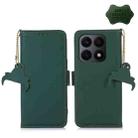 For Honor X8a 4G Genuine Leather Magnetic RFID Leather Phone Case(Green) - 1