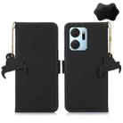 For Honor X7a 4G Genuine Leather Magnetic RFID Leather Phone Case(Black) - 1