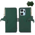 For Honor X7a 4G Genuine Leather Magnetic RFID Leather Phone Case(Green) - 1