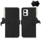 For Motorola Moto G73 5G Genuine Leather Magnetic RFID Leather Phone Case(Black) - 1