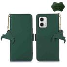 For Motorola Moto G73 5G Genuine Leather Magnetic RFID Leather Phone Case(Green) - 1