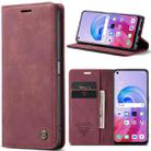 CaseMe 013 Multifunctional Horizontal Flip Leather Phone Case For OPPO A96 4G / A36 4G／A76 4G／K10 4G ／Realme 9i 4G (Wine Red) - 1