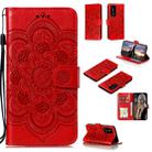 For Huawei P40 pro+ Mandala Embossing Pattern Horizontal Flip PU Leather Case with Holder & Card Slots & Walle & Lanyard(Red) - 1