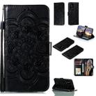 For Huawei P40 pro+ Mandala Embossing Pattern Horizontal Flip PU Leather Case with Holder & Card Slots & Walle & Lanyard(Black) - 1