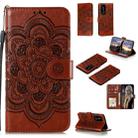 For Huawei P40 pro+ Mandala Embossing Pattern Horizontal Flip PU Leather Case with Holder & Card Slots & Walle & Lanyard(Brown) - 1