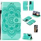 For Huawei P40 pro+ Mandala Embossing Pattern Horizontal Flip PU Leather Case with Holder & Card Slots & Walle & Lanyard(Green) - 1