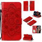 For Huawei Enjoy 10e Mandala Embossing Pattern Horizontal Flip PU Leather Case with Holder & Card Slots & Walle & Lanyard(Red) - 1