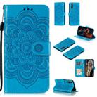 For Huawei Enjoy 10e Mandala Embossing Pattern Horizontal Flip PU Leather Case with Holder & Card Slots & Walle & Lanyard(Blue) - 1